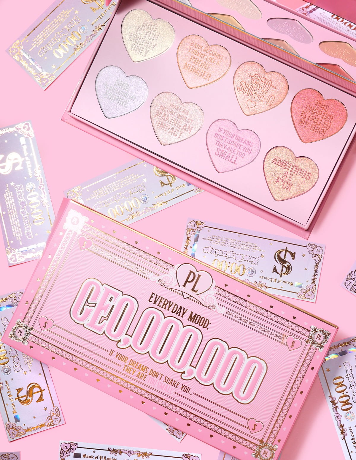 P.Louise CEO Highlighter Palette - 8 Pink & Peach Shades