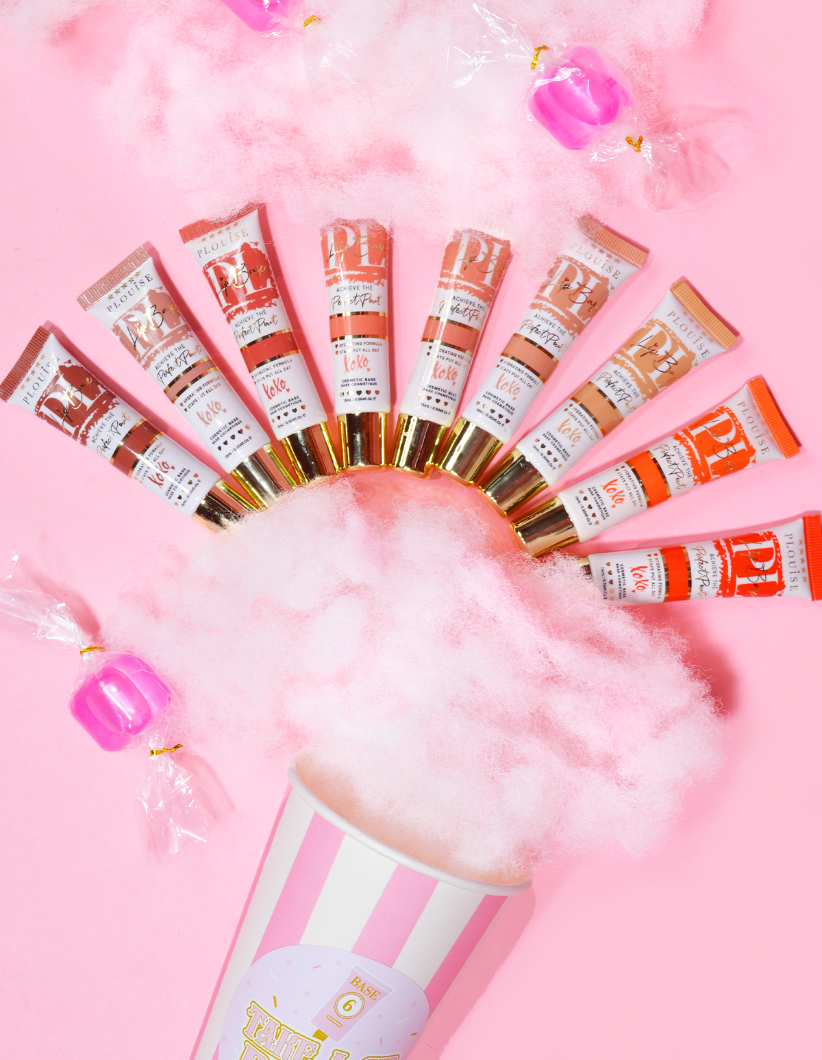 P.Louise Smooch Lip Base Bundle - 9 Semi-Matte Shades for Long-Lasting Wear