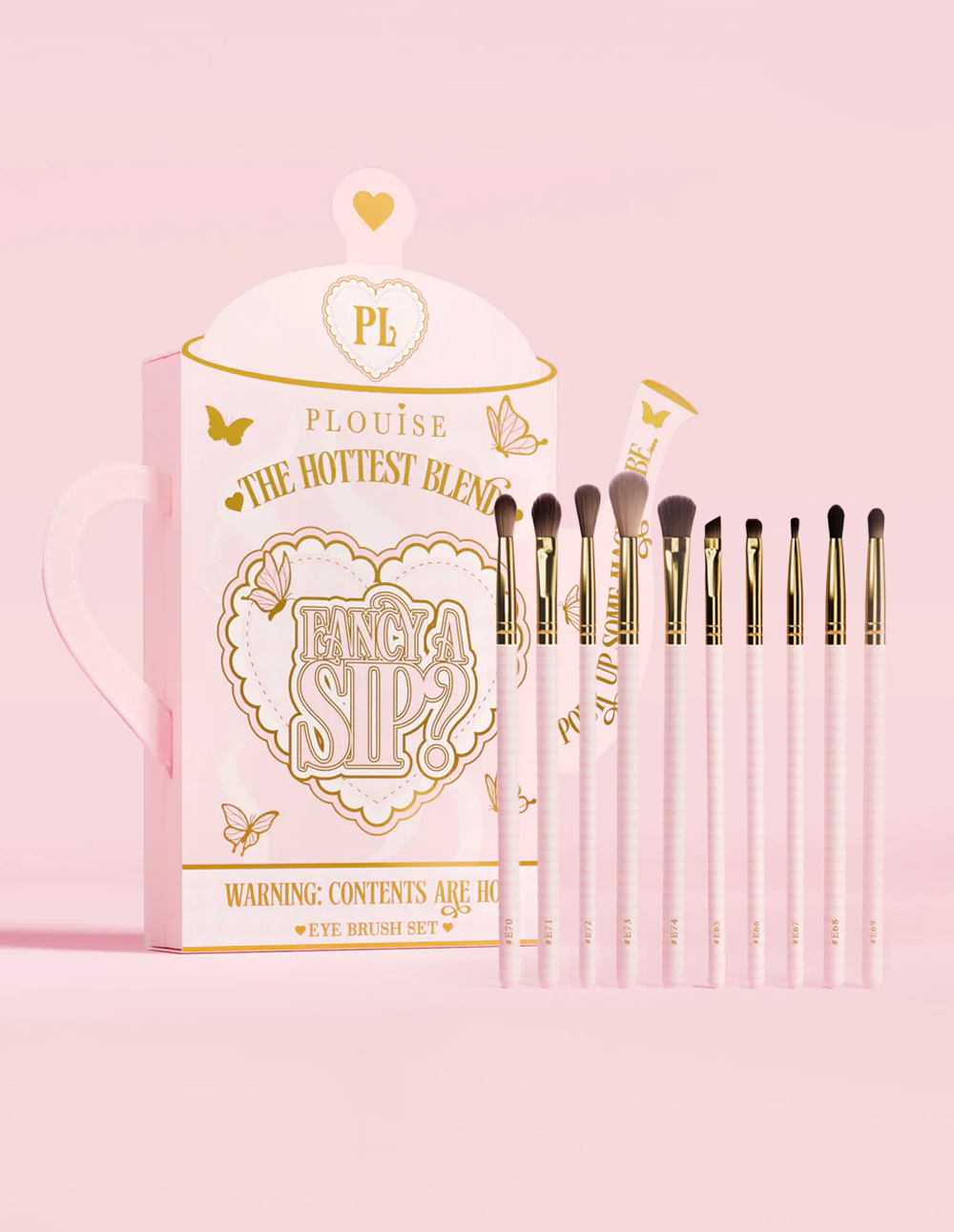 P.Louise 10-Piece Teapot Makeup Brush Set for Eyeshadow & Blending