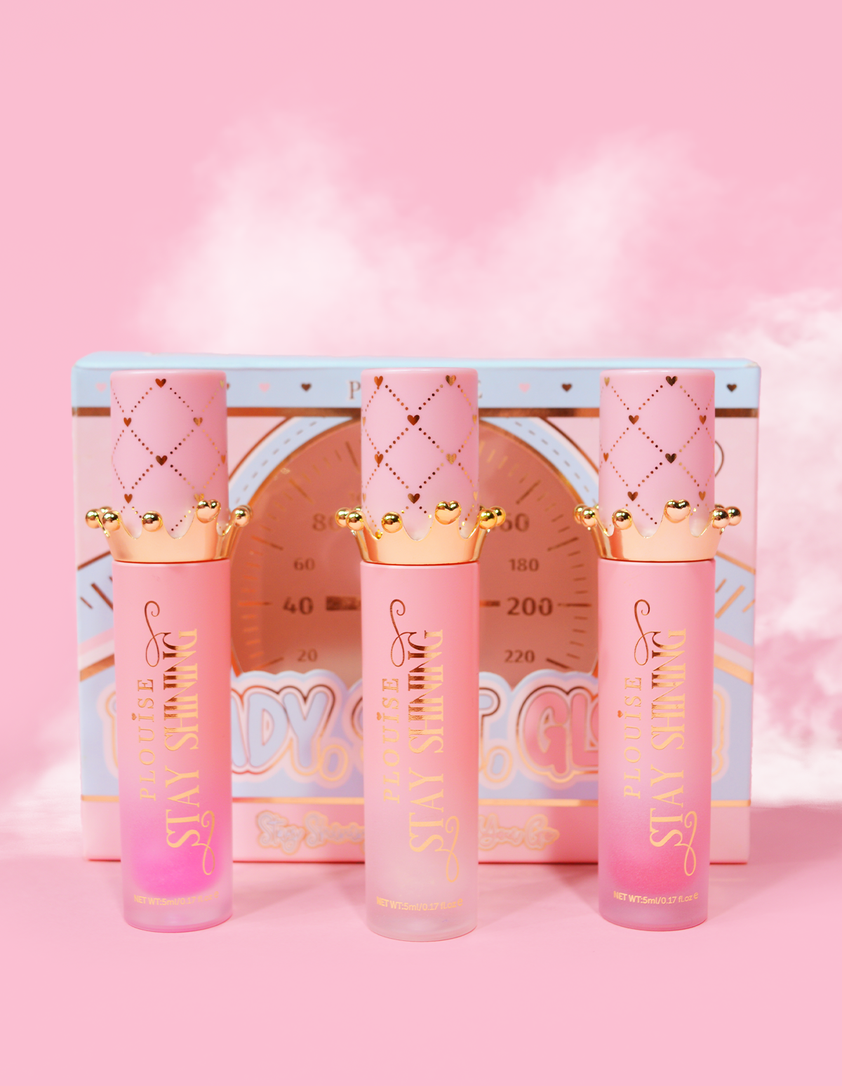 P.Louise Sparkling Hydrating Lip Oil Set - Watermelon Scent, 3 Tinted Shades