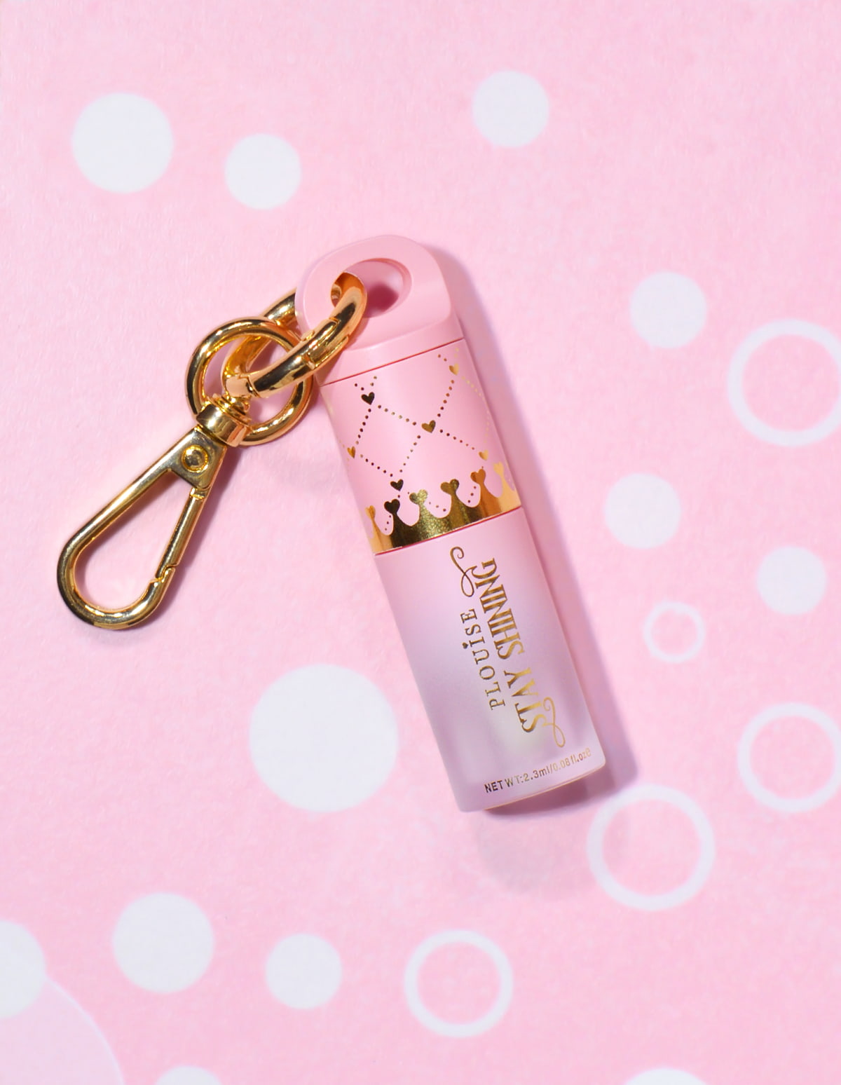 Refillable Lip Oil Keychain with Mini Stay Shining Crown