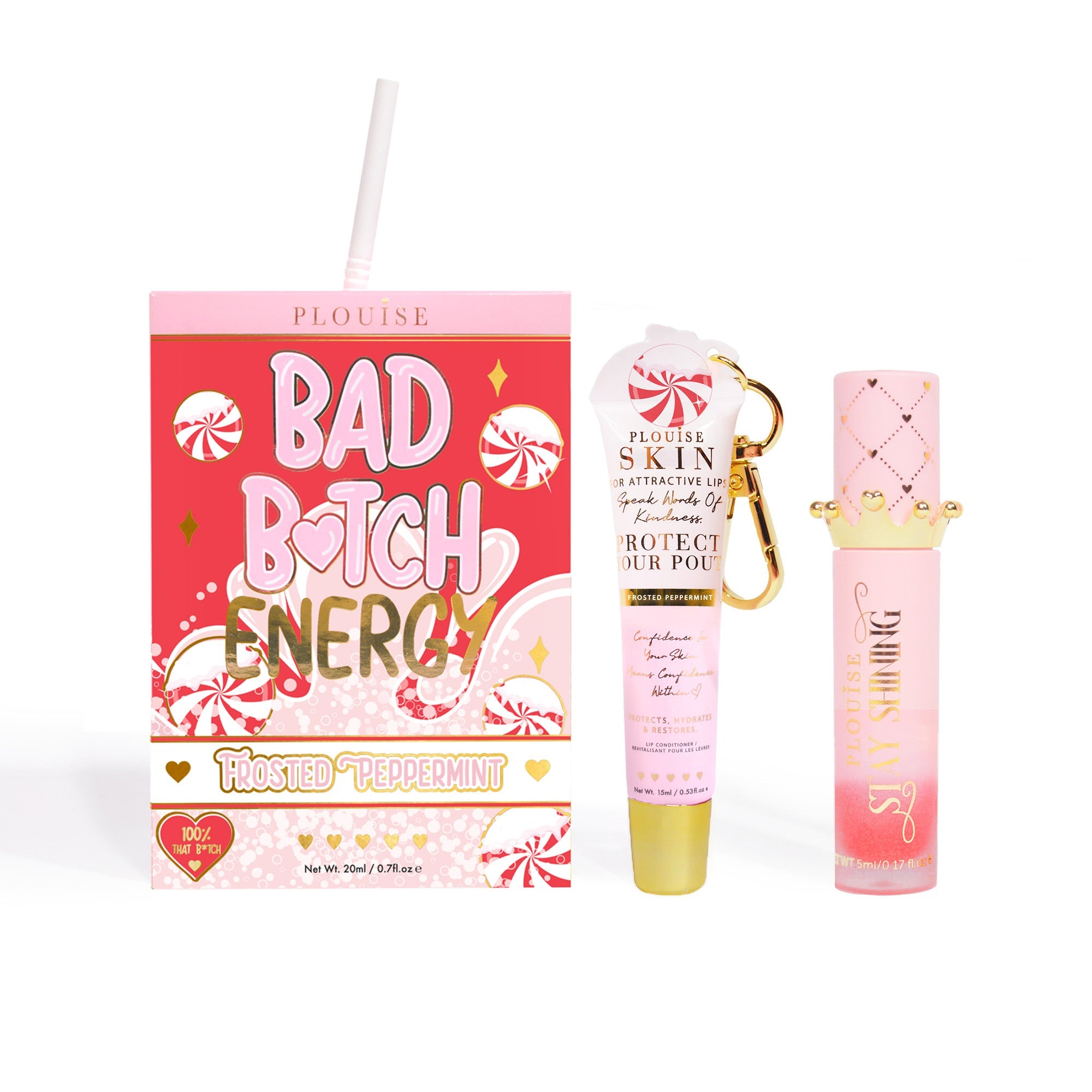 P.Louise Frosted Peppermint Lip Oil - Hydrating Holiday Gloss